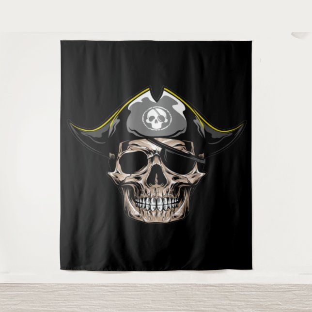 Tapete De Parede Crânio Pirata Capitão Jack fundo (Frente)