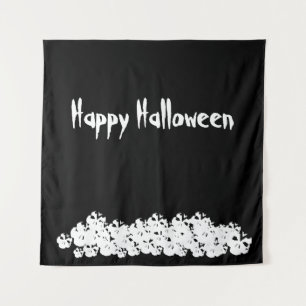 Tapete De Parede Crânios brancos pretos do Halloween empilham text