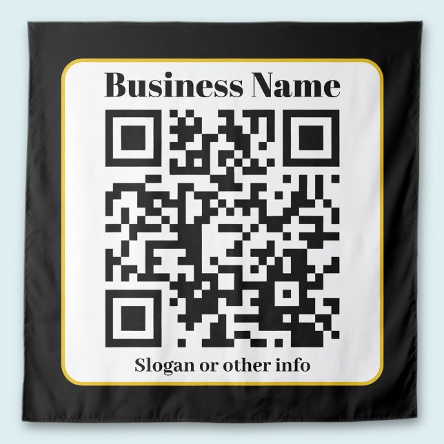 Tapete De Parede Create Your Own QR Code | Black White Gold Border (Criador carregado)