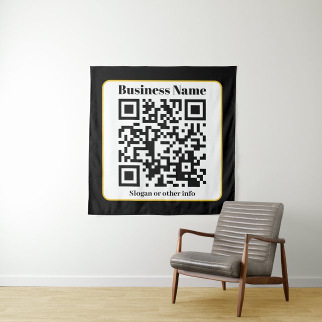 Tapete De Parede Create Your Own QR Code | Black White Gold Border (In Situ)