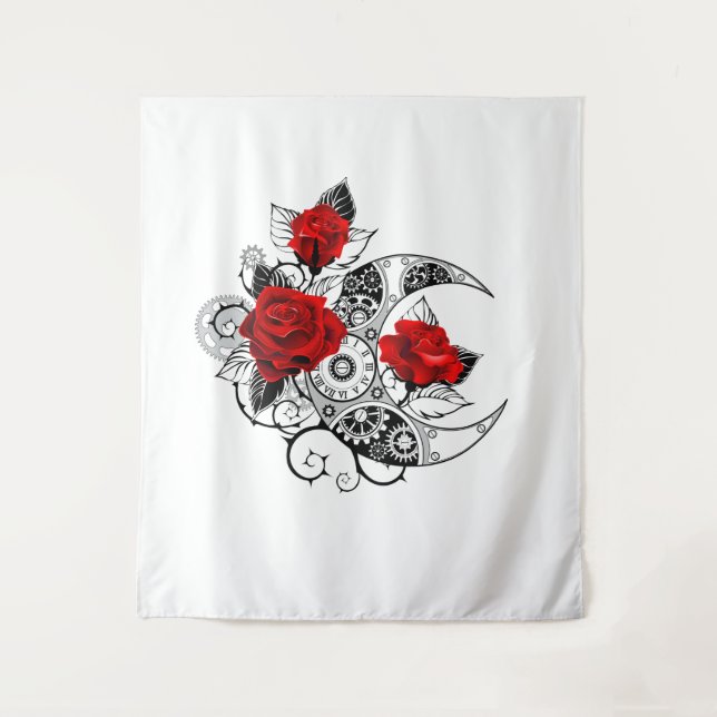 Tapete De Parede Crescente Mecânico com Rosas vermelhas (Frente)