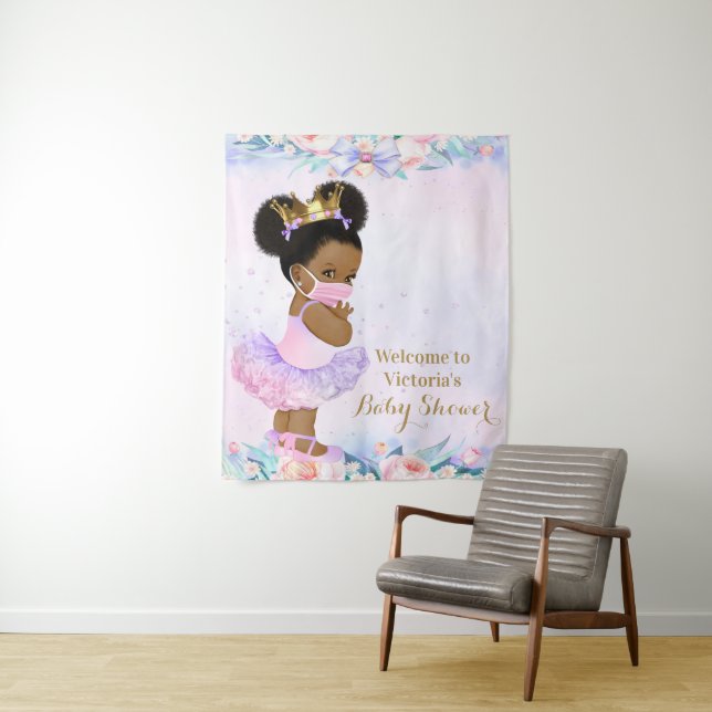 Tapete De Parede Criança Afro Roxa Com Máscara Chuveiro de Bebê M F (In Situ)