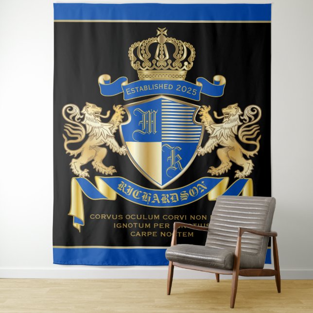 Tapete De Parede Criar seu próprio emblema Dourado azul do leão da (In Situ)