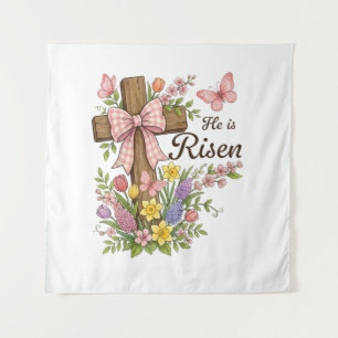 Tapete De Parede Cristianismo - Ele Ressuscitou Cruz Floral Religio