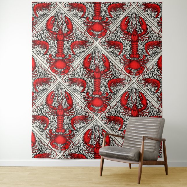 Tapete De Parede Crustáceos a vermelho, preto e marfim (In Situ)