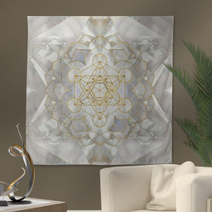 Tapete De Parede Cubo de Metatrão em Geometria Sagrada de Lotus
