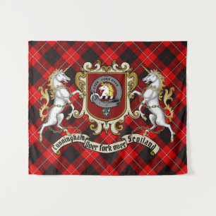 Tapete De Parede Cunningham Clan Crachá & Unicorns w/Tartan  