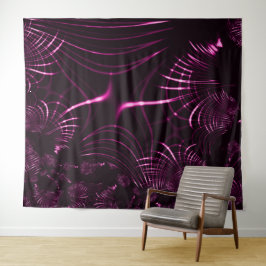 Tapete De Parede Curvas pontiagudas de cor rosa e fundo escuro