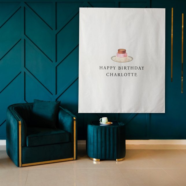 Tapete De Parede Custom Birthday Cake Name Flag Fabric Banner  (Custom Birthday Cake Name Flag Fabric Banner Tapestry)