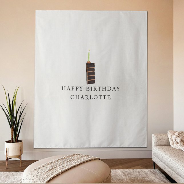 Tapete De Parede Custom Birthday Cake Name Flag Fabric Banner  (Custom Birthday Cake Name Flag Fabric Banner Tapestry)