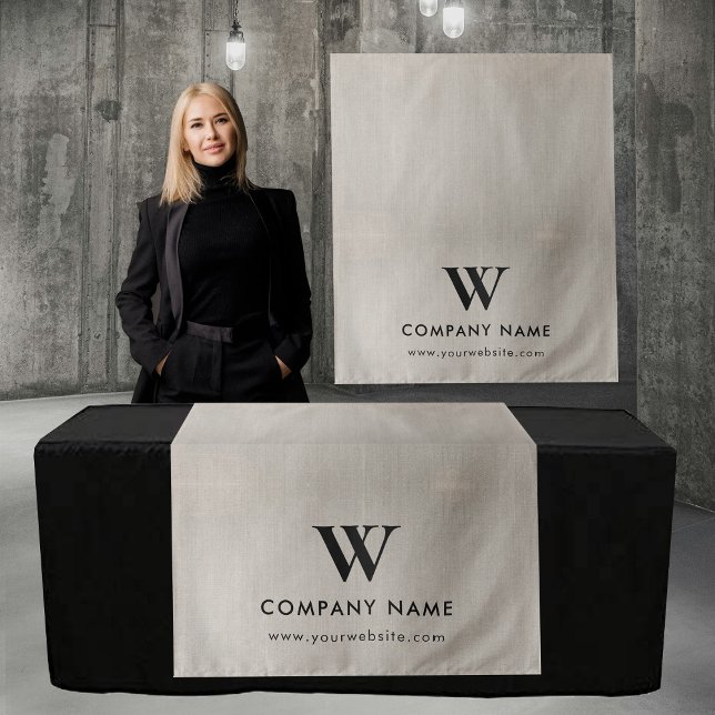 Tapete De Parede Custom Business Table Runner Banner Beige Linen (Custom Business Table Runner Banner Beige Linen Tapestry)