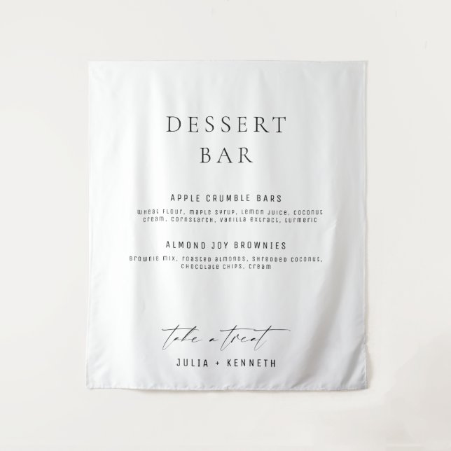 Tapete De Parede Custom Dessert Menu Wedding Fabric (Frente)