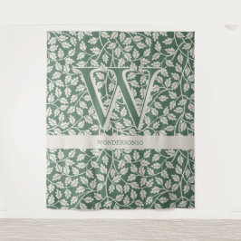 Tapete De Parede Custom Emerald Green Flower editable monogram
