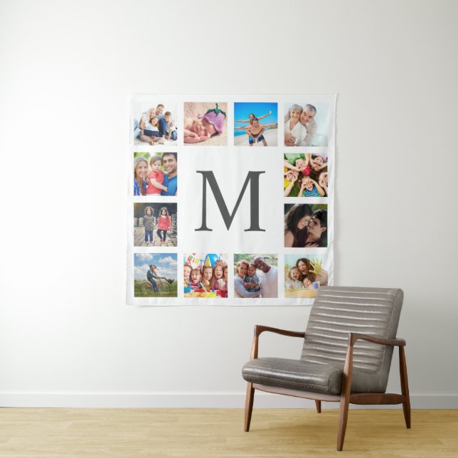 Tapete De Parede Custom Family Photo Collage Personalized White (In Situ)