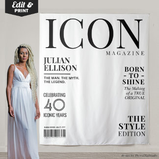 Tapete De Parede Custom Fashion Magazine Banner Decor, White Party