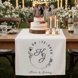 Tapete De Parede Custom Monogram Name & Date Elegant Wedding