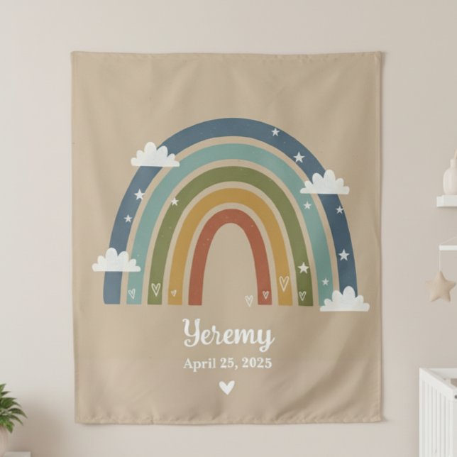 Tapete De Parede Customized Rainbow Rug with Name – Room Decor (Criador carregado)