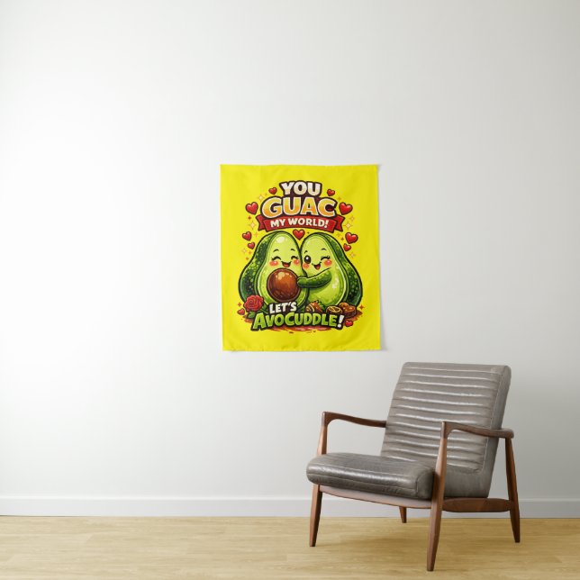 Tapete De Parede Cute Avocado Valentine’s Love Design, kawaii Love (In Situ)