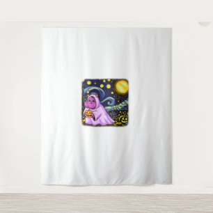 Tapete De Parede Cute Baby Moo Deng Halloween Van Gogh StarNight