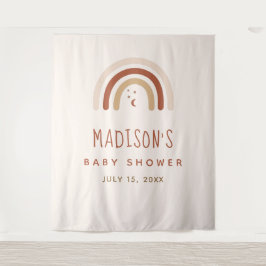 Tapete De Parede Cute Boho Arco-íris Terracota Chá de Bebê Lua Estr