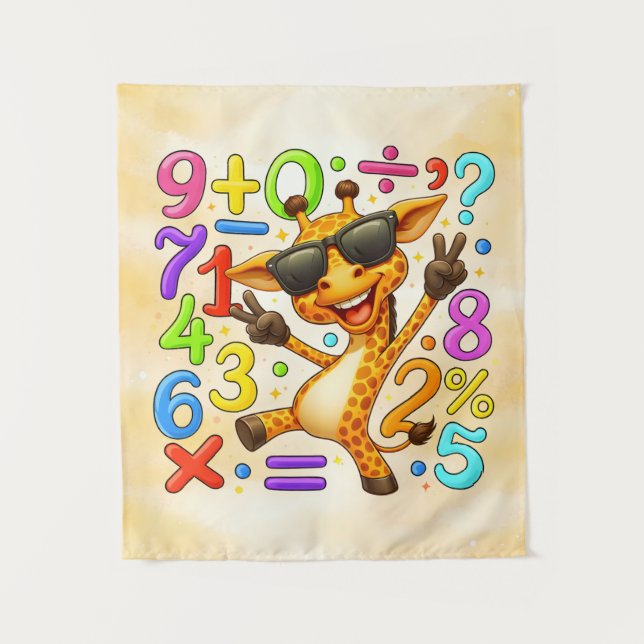 Tapete De Parede Cute Maths Giraffe Numbers Poster for Kids (Frente)