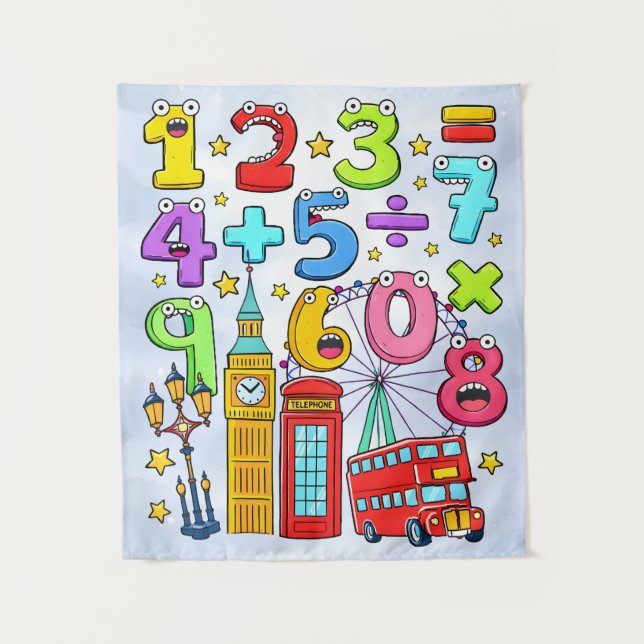 Tapete De Parede Cute Maths Numbers London Poster for Kids (Frente)