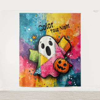 Tapete De Parede Cute Patchwork Ghost Colorful Splatter Art
