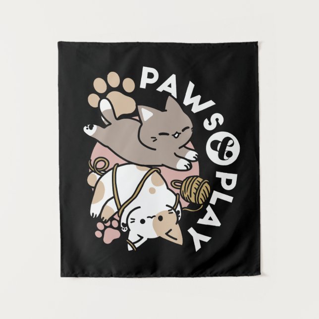 Tapete De Parede Cute Playful Cats Design – Fun Paws and Play Art (Frente)