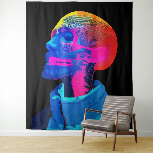 Tapete De Parede Cyber Skull - Arte da Anatomia Futurística (In Situ)