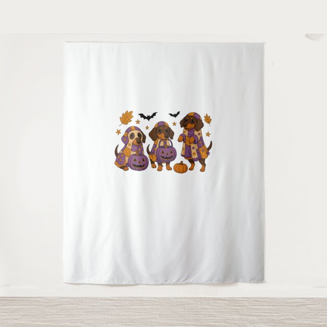 Tapete De Parede Dachshund Dog Ghost Halloween (Frente)