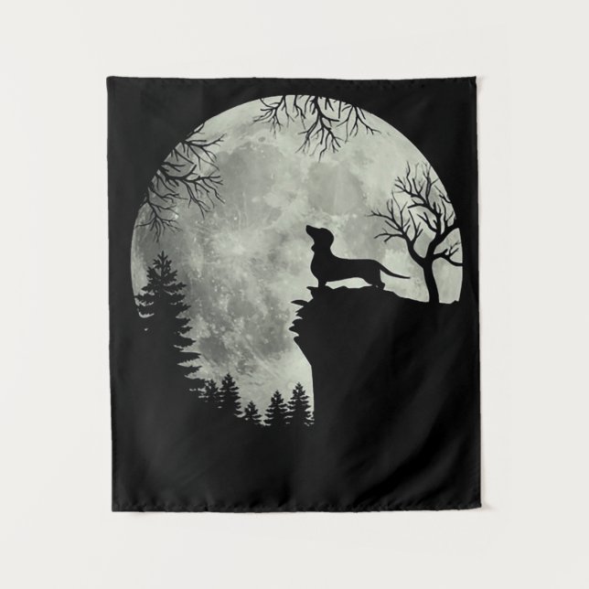 Tapete De Parede Dachshund E Lua Halloween (Frente)