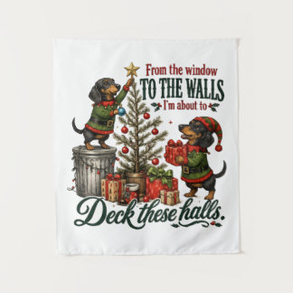 Tapete De Parede Dachshund engraçado de Natal