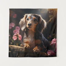 Dachshund Entre Os Blooms