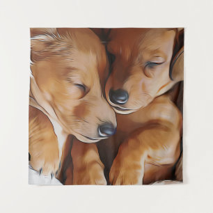 Tapete De Parede Dachshund Fofo Filhotes de Dachshund Dormindo Aniv