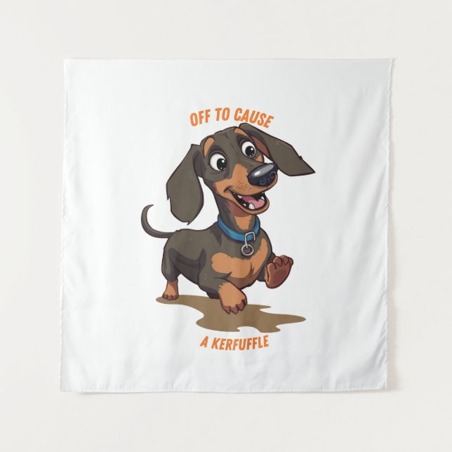 Tapete De Parede Dachshund Pronto Para Causar Uma Confusão (Frente)