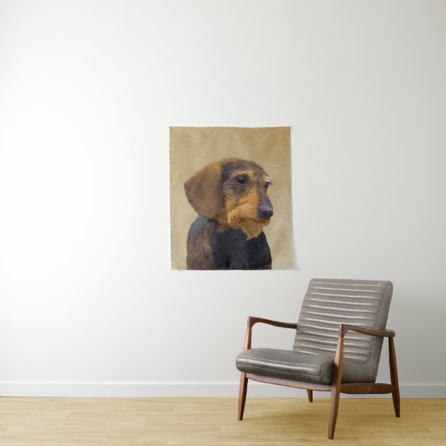 Tapete De Parede Dachshund (Wirehaired) Pintura Original para Cacho (In Situ)