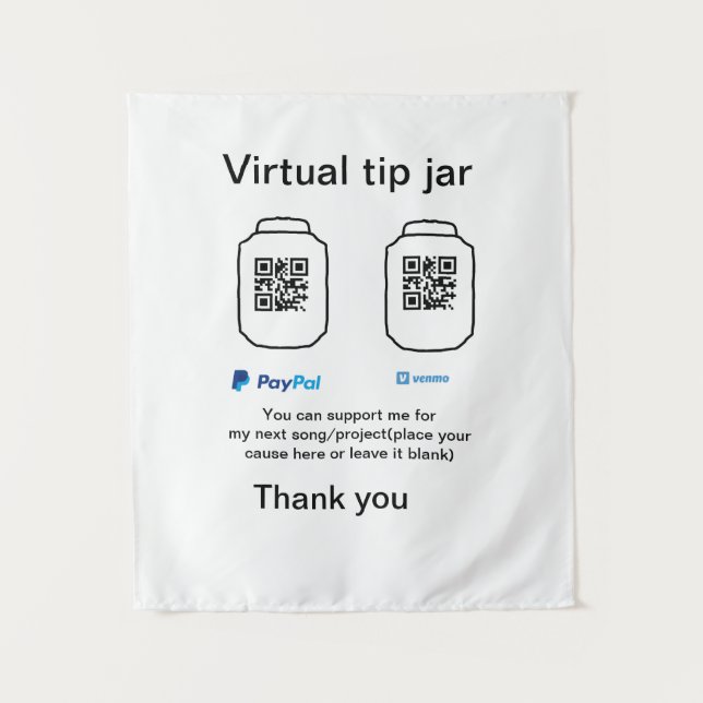 Tapete De Parede Dádiva virtual jar q r código doação de moeda PayP (Frente)