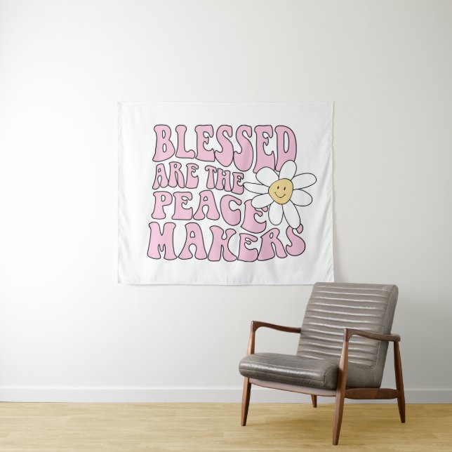 Tapete De Parede Daisy and Peace Makers Slogan (In Situ (Horizontal))