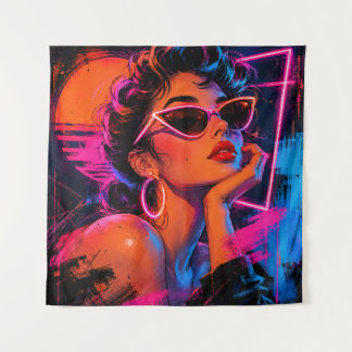 Tapete De Parede Dama Retro Neon
