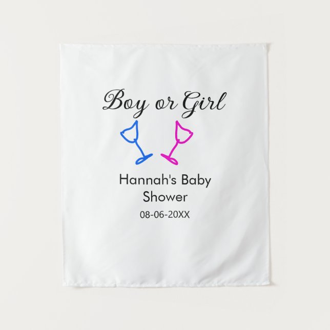 Tapete De Parede Data do nome do chá de fraldas rosa ou azul (Frente)