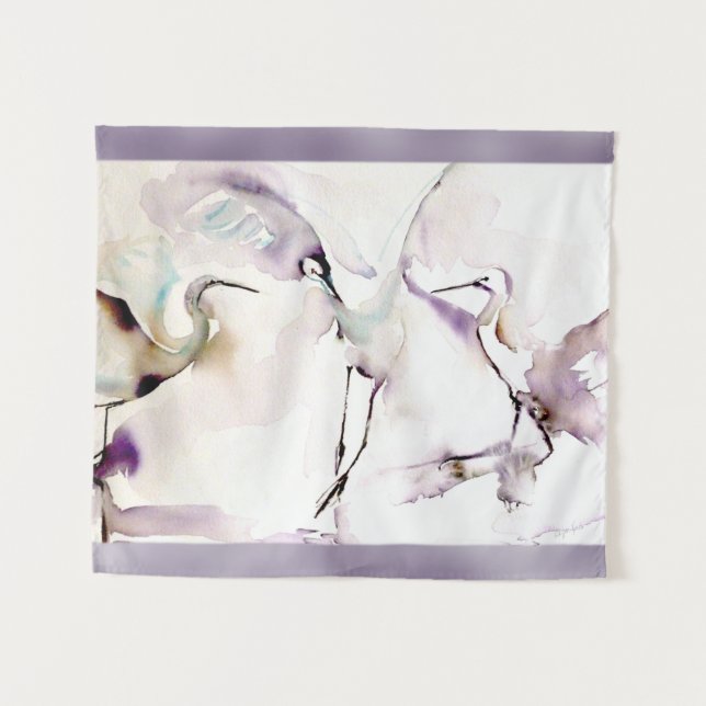 Tapete De Parede De "aguarela três guindastes de dança" (Frente (Horizontal))