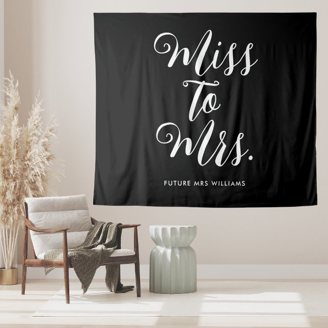 Tapete De Parede De Solteira a Sra Banner Moderno Simples Despedida (Miss to mrs bachelorette party welcome banner for modern minimalist elegant party decoration)