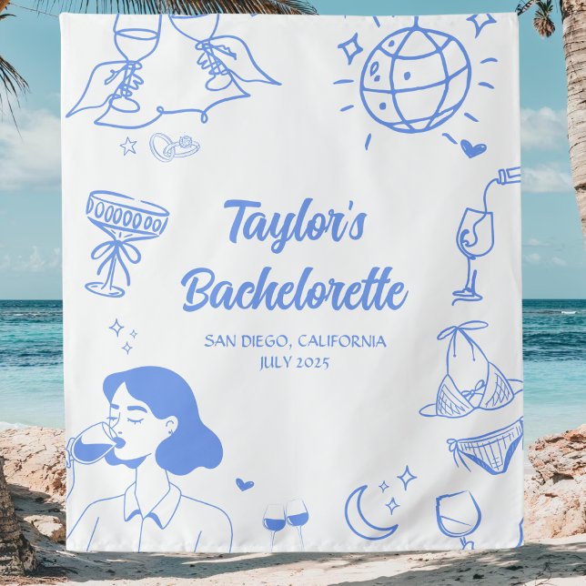 Tapete De Parede Decor de Festa de solteira Costeira Personalizado (Criador carregado)