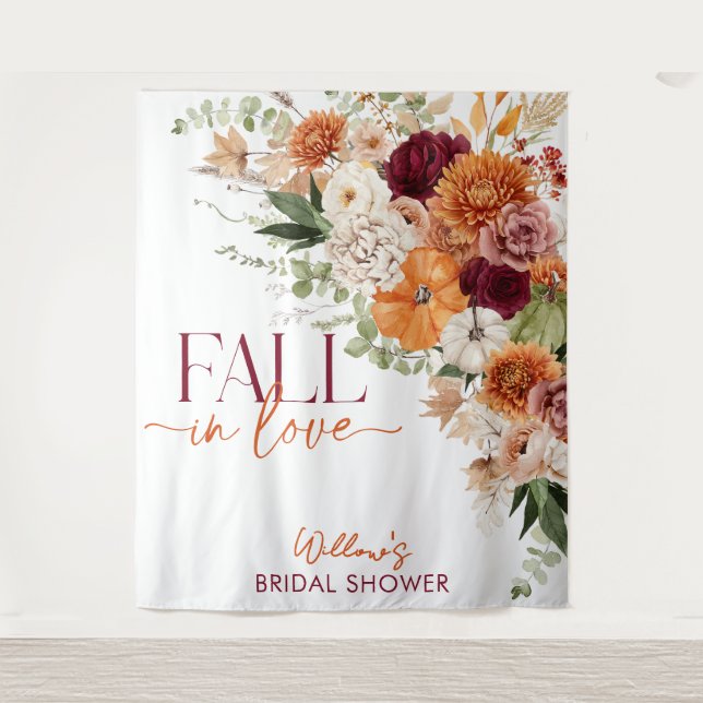 Tapete De Parede Decoração Boho Harvest para Chá de Noiva de Outono (Frente)