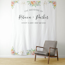 Tapete De Parede Decoração de casamento com véu floral cor de rosa