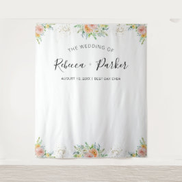 Tapete De Parede Decoração de casamento com véu floral cor de rosa