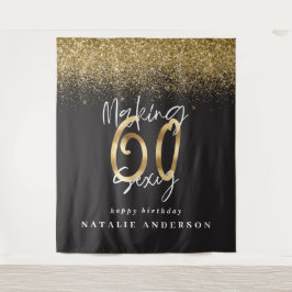 Tapete De Parede Decoração de festa de 60 anos glitter dourado sexy