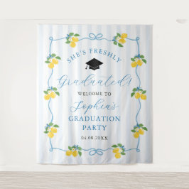 Tapete De Parede Decoração de Formatura de Limão Cítrico Fresco Azu