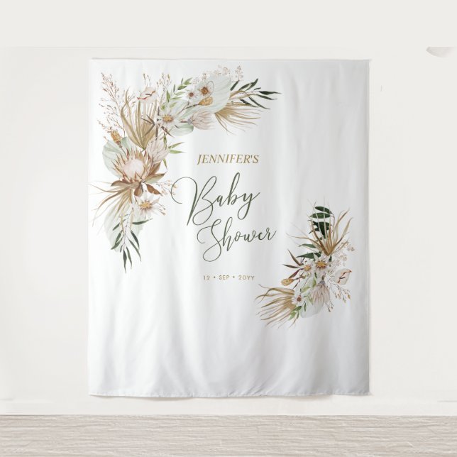 Tapete De Parede Decoração de Fundo de Boho Baby Shower (Frente)