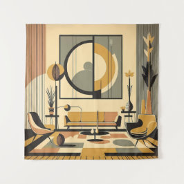 Tapete De Parede Decoração de Interiores de Meados do Século Tons d